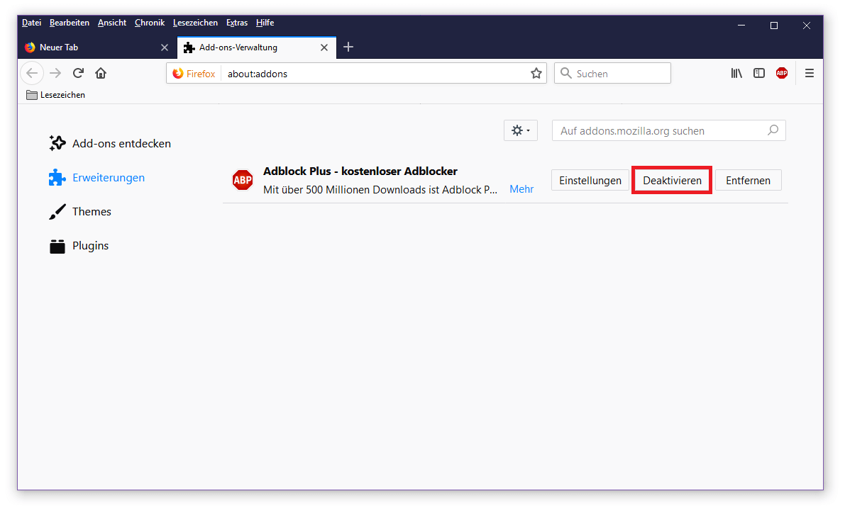 AdBlocker: Deaktivieren Sie Browser-Plug-Ins, die Werbung blockieren, um die Geschwindigkeit Ihres Computers zu verbessern.
Antivirus-Scanner: Überprüfen Sie, ob Ihr Antivirus-Scanner als Plug-In installiert ist und deaktivieren Sie ihn vorübergehend, um die Leistung zu steigern.