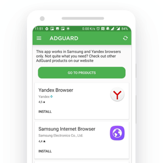 AdGuard Content Blocker: Ein Content-Blocker für den Samsung Internet Browser und andere unterstützte Apps.
AdBlock Browser: Ein Browser mit integriertem Werbeblocker für ein störungsfreies Surfen.