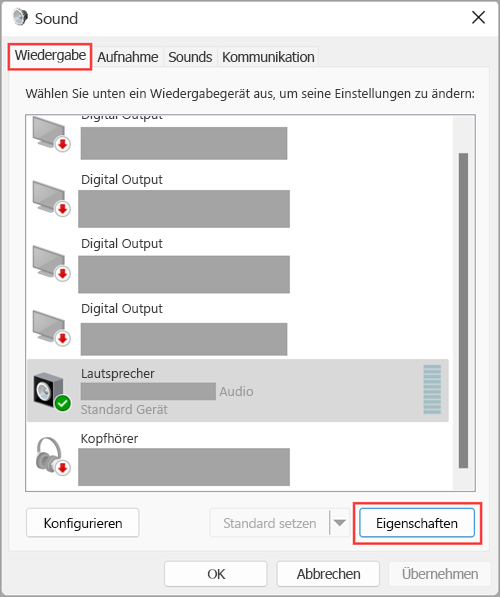 Audio-Wiedergabegeräte richtig konfigurieren
Windows-Updates installieren