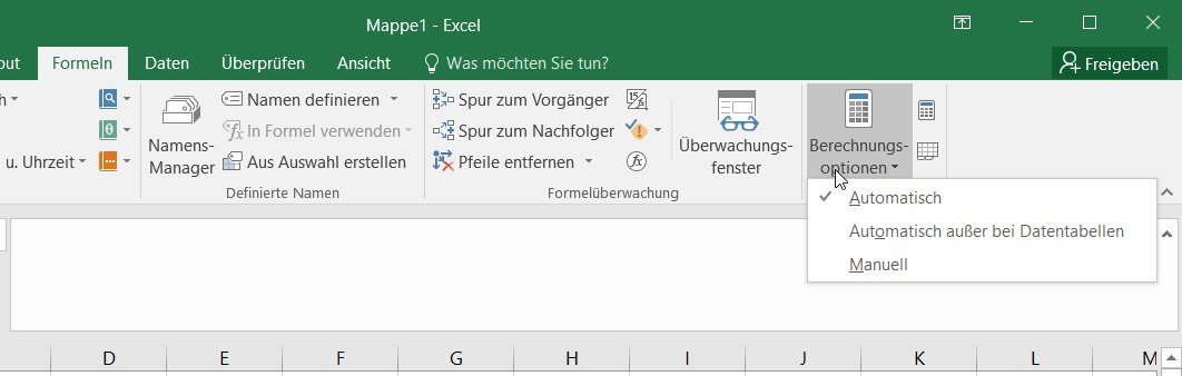 Automatische Berechnung: Überprüfen Sie, ob die automatische Berechnung in Excel aktiviert ist.
Manuelle Berechnung: Versuchen Sie, die Berechnung manuell durchzuführen.