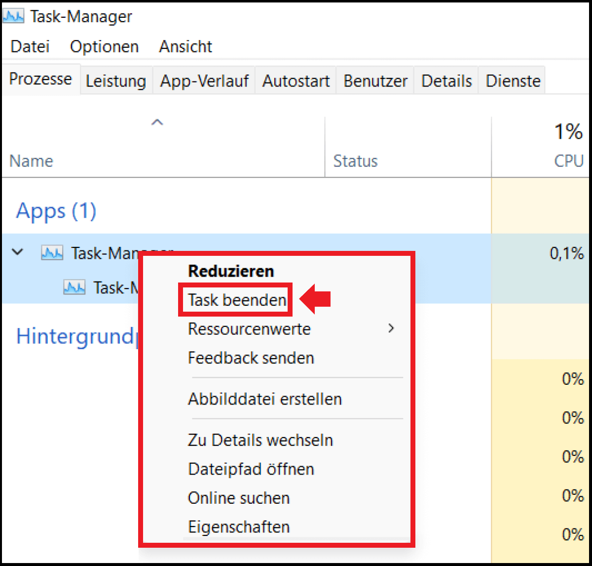 Beenden Sie alle laufenden Programme und speichern Sie Ihre Arbeit.
Klicken Sie auf "Start" und wählen Sie "Neu starten".