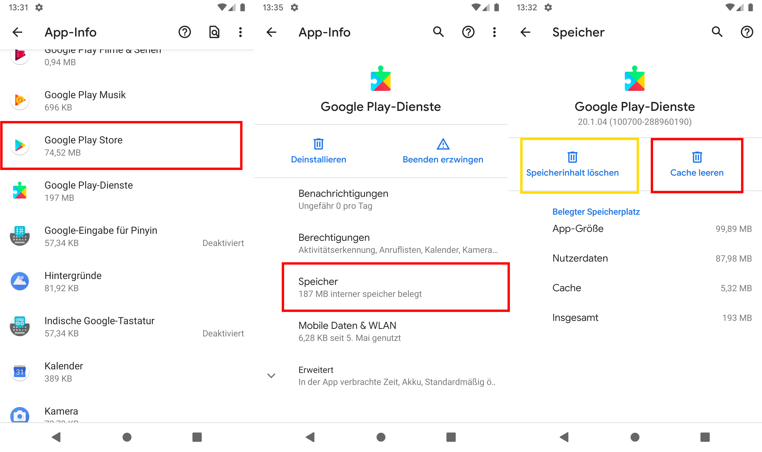 Cache und Daten löschen - Das Löschen des Cache und der Daten des Play Store kann manchmal Probleme beheben.
Google Play-Dienste aktualisieren - Aktualisieren Sie die Google Play-Dienste auf Ihrem Gerät, um mögliche Kompatibilitätsprobleme zu lösen.