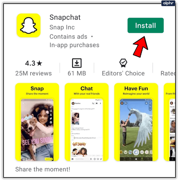 Deinstallieren Sie Snapchat von Ihrem Gerät.
Gehen Sie zum App Store (für iOS) oder zum Google Play Store (für Android).