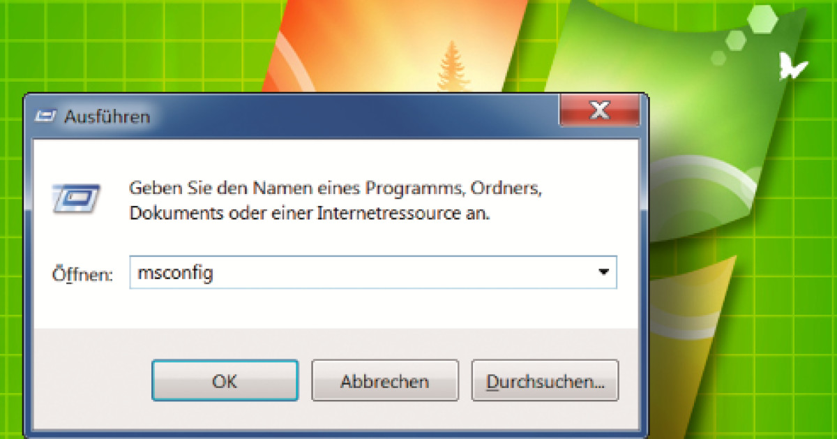 Drücken Sie die Tastenkombination Windows + R, um das Ausführen-Fenster zu öffnen.
Geben Sie "msconfig" ein und drücken Sie die Eingabetaste.