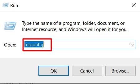 Drücken Sie die Windows-Taste + R, um das Ausführen-Fenster zu öffnen.
Geben Sie msconfig ein und drücken Sie Enter.