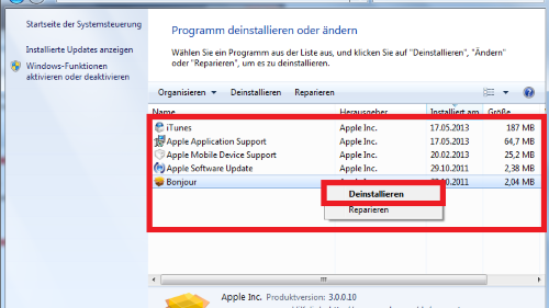 Entfernen Sie restliche Dateien und Ordner von einer vorherigen iTunes-Installation
Reinigen Sie die Registry von Einträgen, die mit iTunes zusammenhängen