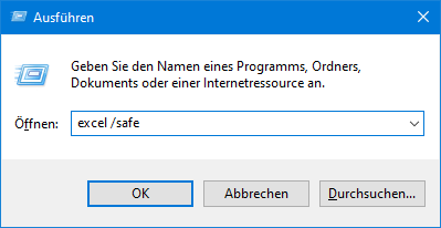 Excel im abgesicherten Modus starten
Excel Einstellungen zurücksetzen