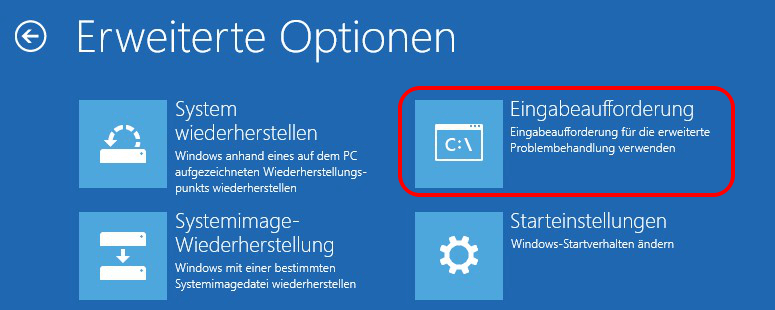 Fehlermeldung: "Ihr PC konnte nicht korrekt gestartet werden"
Der Laptop startet automatisch in den Reparaturmodus