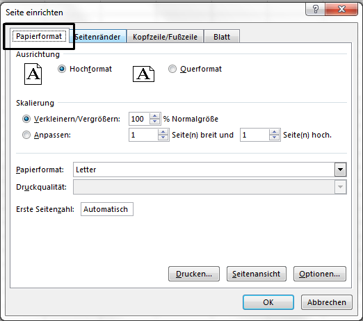 Formatierung der Seite anpassen
Daten auf der Seite eingeben