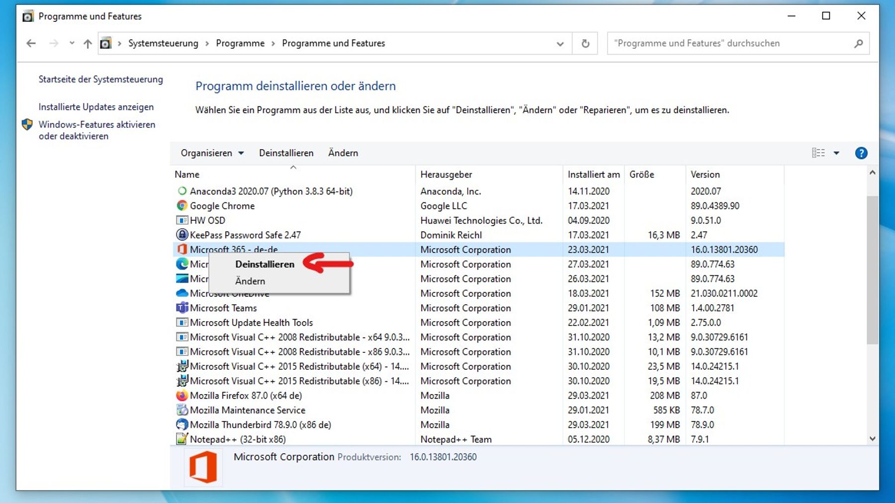 Geben Sie "Programme deinstallieren" in das Startmenü ein und wählen Sie "Programme deinstallieren".
Sortieren Sie die installierten Programme nach Datum und deinstallieren Sie kürzlich hinzugefügte Programme oder Updates.