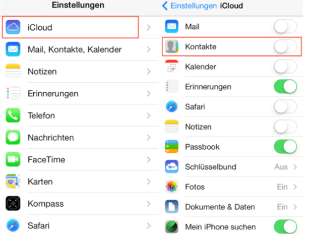 - Gehen Sie auf Ihrem neuen iPhone zu "Einstellungen" > [Ihr Name] > "iCloud".
- Aktivieren Sie "Kontakte" und warten Sie, bis die Synchronisierung abgeschlossen ist.