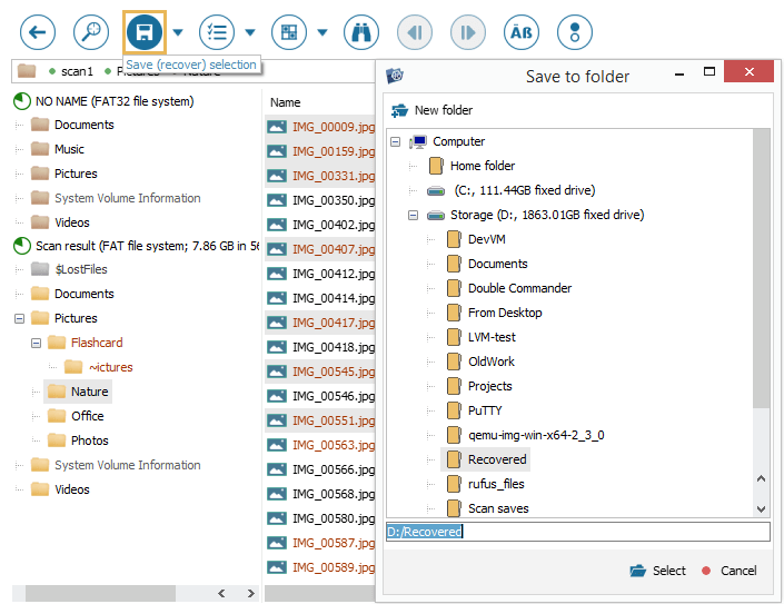 Herunterladen und Installation der Software
Speicherplatz für die wiederhergestellten Dateien