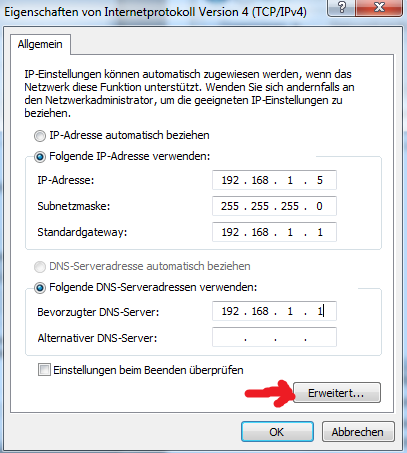 Klicken Sie mit der rechten Maustaste auf Ihre aktive Netzwerkverbindung und wählen Sie "Eigenschaften" aus.
Wählen Sie "Internetprotokoll Version 4 (TCP/IPv4)" aus und klicken Sie auf "Eigenschaften".