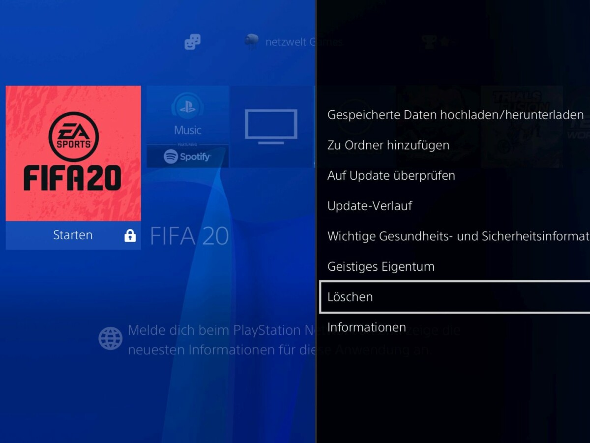 Öffnen Sie das Hauptmenü der PS4.
Wählen Sie das betroffene Spiel aus.