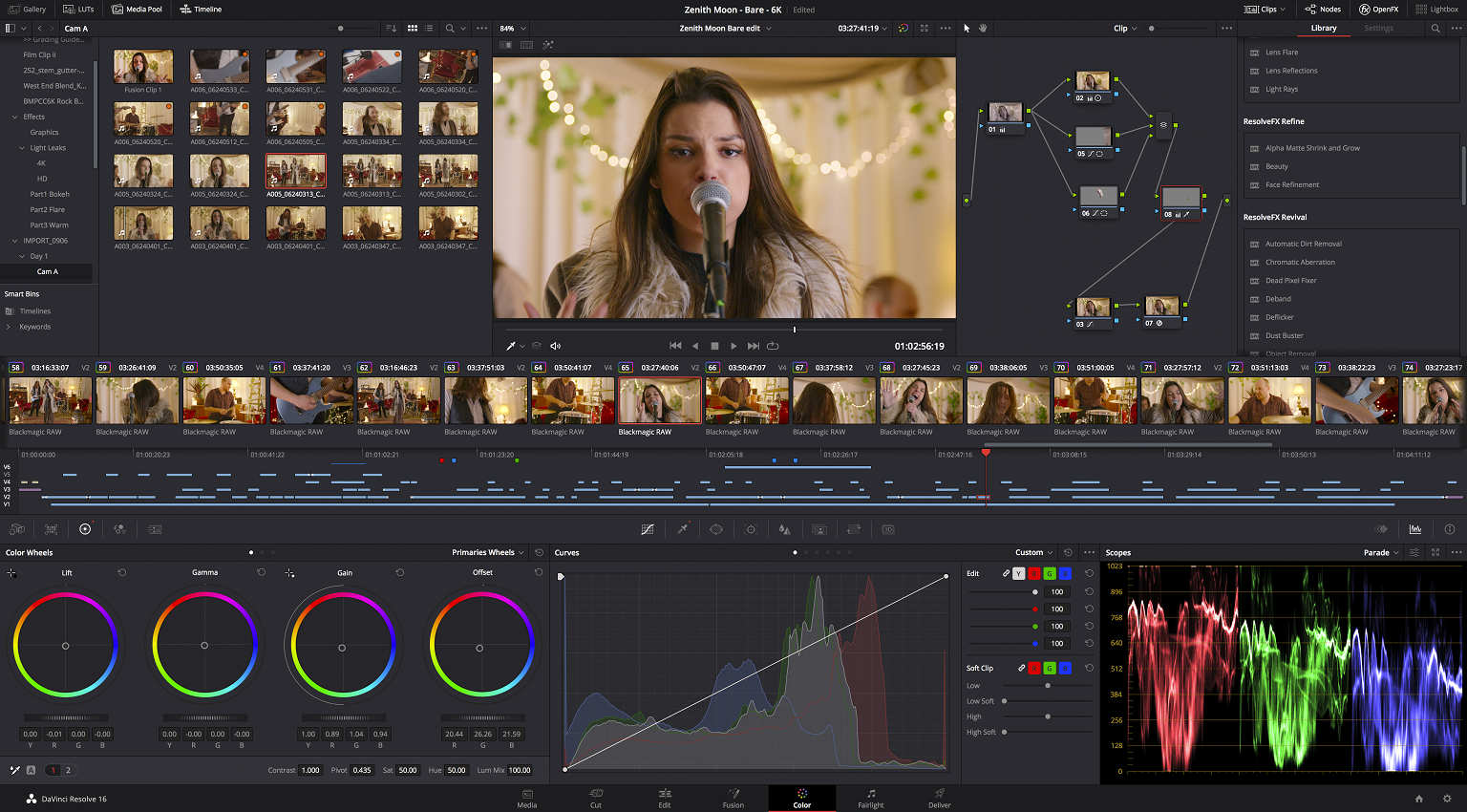 Öffnen Sie DaVinci Resolve und importieren Sie Ihr Projekt.
Klicken Sie auf den Reiter "Media Pool" in der unteren Leiste.