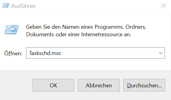 Öffnen Sie den Aufgabenplaner, indem Sie Windows-Taste + R drücken und "taskschd.msc" eingeben.
Erweitern Sie den Ordner Aufgabenplanungsbibliothek.