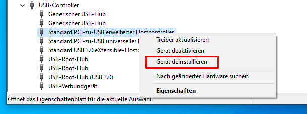 Öffnen Sie den Geräte-Manager erneut.
Erweitern Sie den Bereich "Universal Serial Bus-Controller".