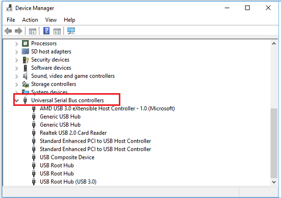 Öffnen Sie den Geräte-Manager.
Erweitern Sie die Kategorie "Universal Serial Bus-Controller".