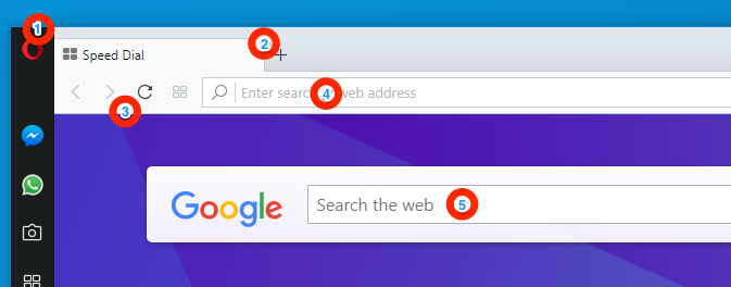 Öffnen Sie den Opera-Browser.
Klicken Sie auf das Menüsymbol in der oberen linken Ecke des Browsers.