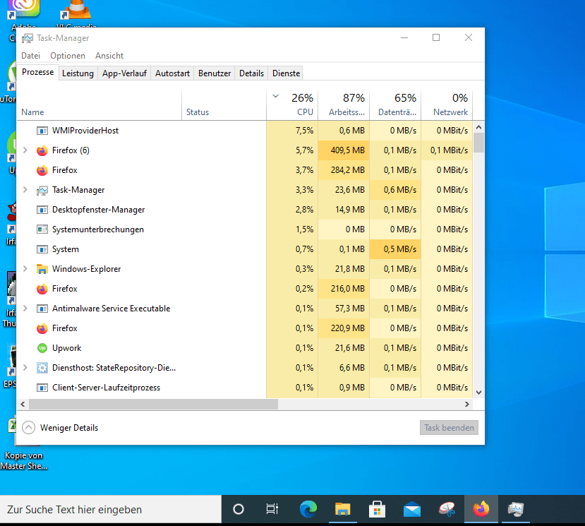 Öffnen Sie den Task-Manager, indem Sie Strg+Shift+Esc drücken.
Suchen Sie im Task-Manager nach dem Prozess "Windows Explorer".