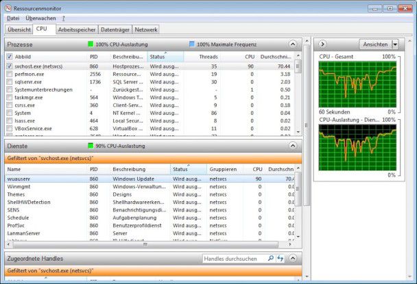 Öffnen Sie den Task-Manager mit Strg+Shift+Esc.
Wechseln Sie zur Registerkarte "Leistung" und klicken Sie auf "Ressourcenmonitor öffnen".