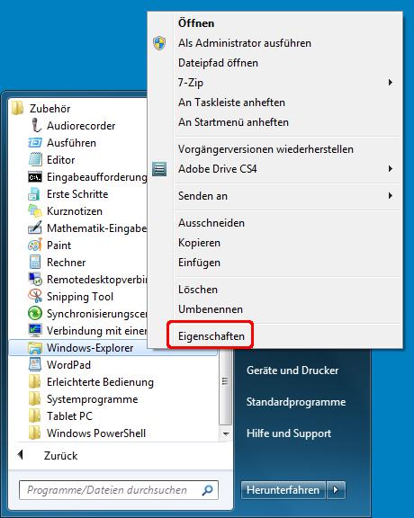 Öffnen Sie den Windows Explorer.
Wählen Sie die betroffene Festplatte aus.