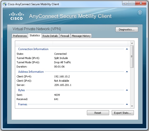 Öffnen Sie die Cisco AnyConnect-Anwendung
Überprüfen Sie die Einstellungen und stellen Sie sicher, dass sie korrekt konfiguriert sind