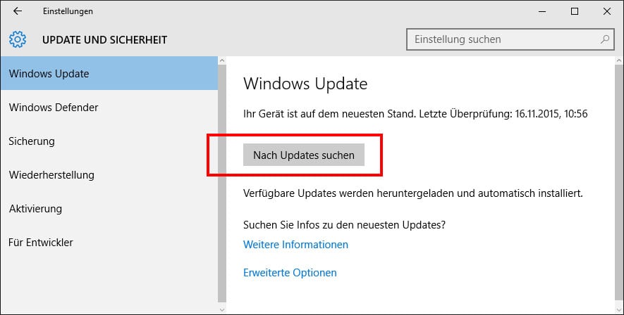 Öffnen Sie die Einstellungen auf Ihrem Computer.
Navigieren Sie zu Update und Sicherheit.