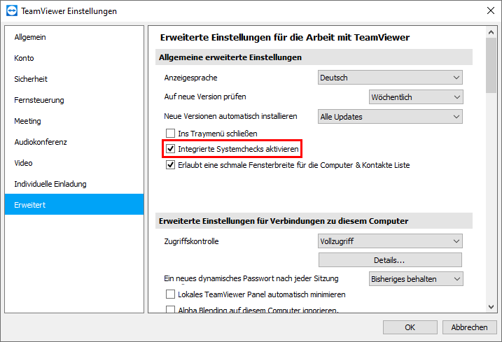 Öffnen Sie die Einstellungen Ihrer Firewall.
Stellen Sie sicher, dass TeamViewer in den erlaubten Anwendungen aufgeführt ist.