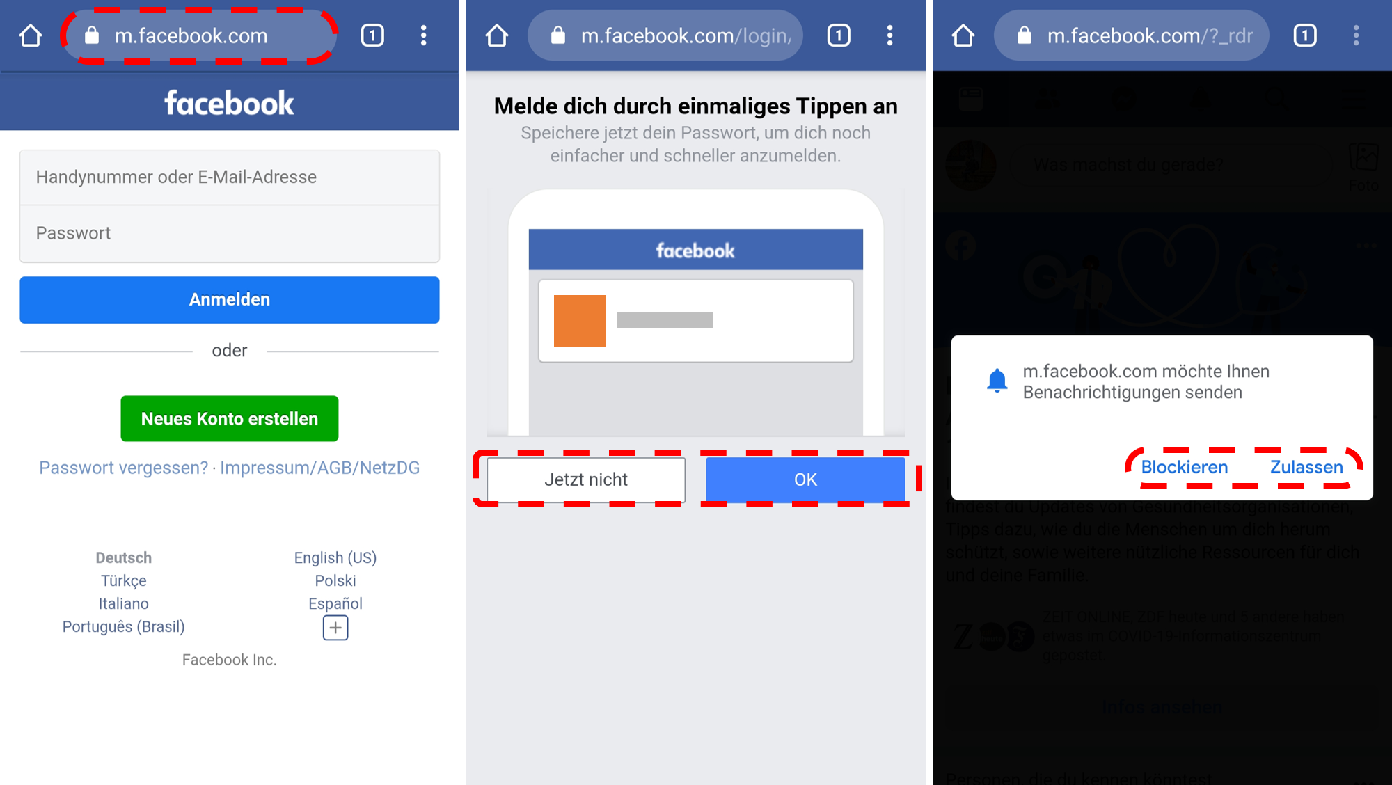 Öffnen Sie die Facebook-App oder die Facebook-Website in Ihrem Browser.
Melden Sie sich bei Ihrem Facebook-Konto an, falls Sie noch nicht angemeldet sind.