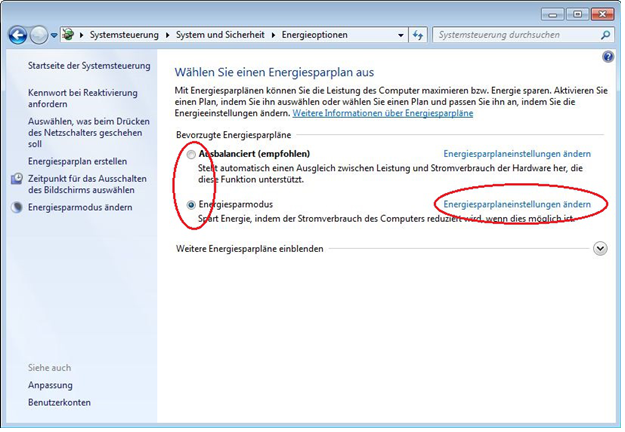 Öffnen Sie die Systemsteuerung und gehen Sie zu den Energieeinstellungen.
Stellen Sie sicher, dass der Computer nicht in den Ruhezustand oder den Energiesparmodus wechselt, während er verwendet wird.