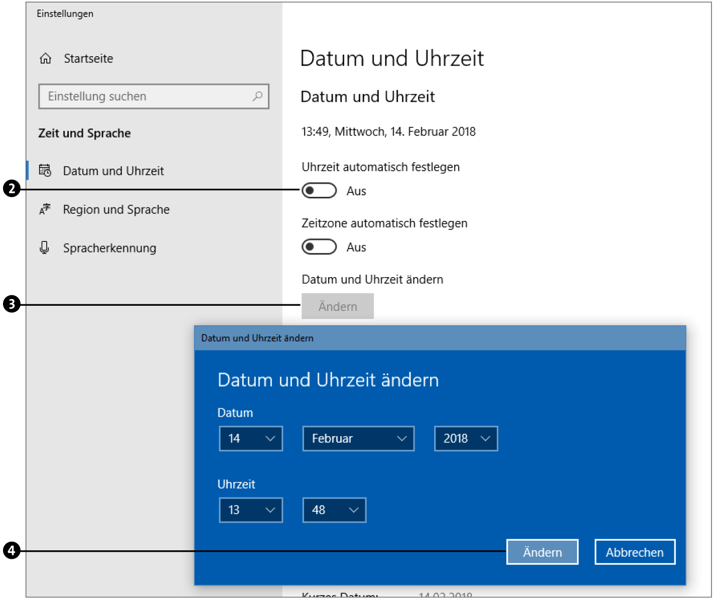 Öffnen Sie erneut die Einstellungen und klicken Sie auf "Zeit und Sprache".
Wählen Sie "Datum und Uhrzeit" und dann "Zeitzone".