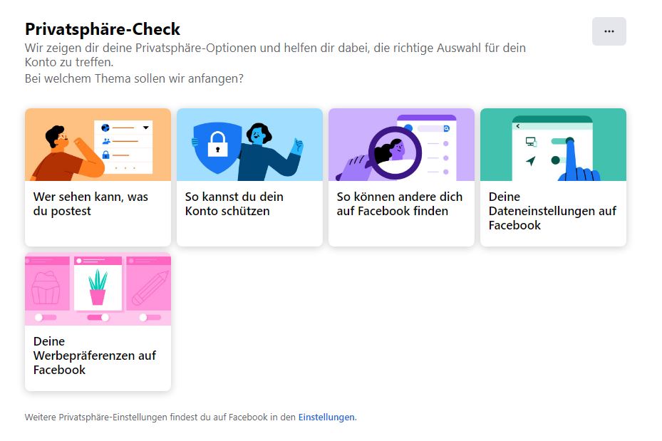 Öffnen Sie Ihren Webbrowser und melden Sie sich bei Facebook an.
Gehen Sie zu den Einstellungen Ihres Kontos und suchen Sie nach den Privatsphäre-Einstellungen.