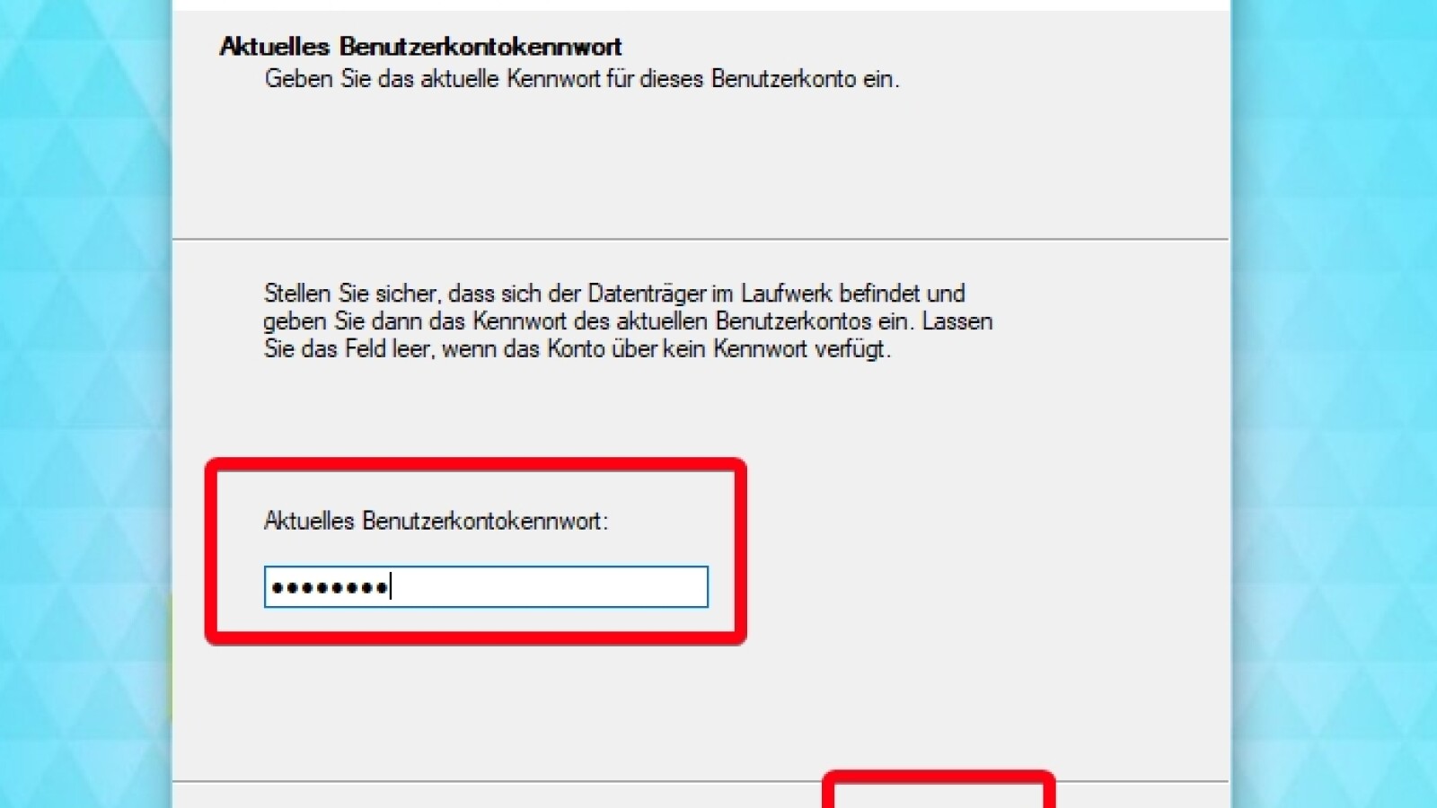 Passwortrücksetzungsdatenträger erstellen: Klicken Sie auf "Passwortrücksetzungsdatenträger erstellen" und folgen Sie den Anweisungen auf dem Bildschirm.
Passwortrücksetzungsdatenträger speichern: Geben Sie einen Speicherort für den Passwortrücksetzungsdatenträger auf dem USB-Laufwerk an und warten Sie, bis der Vorgang abgeschlossen ist.