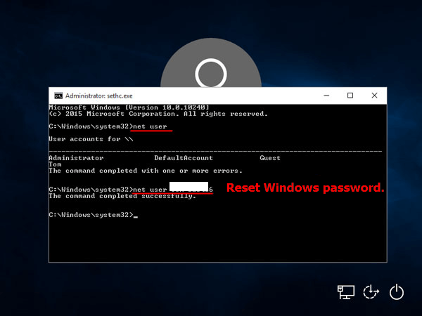 Schritt 5: Setzen Sie das vergessene Windows 10 Passwort zurück.
Schritt 6: Starten Sie den Computer neu und melden Sie sich mit dem neuen Passwort an.