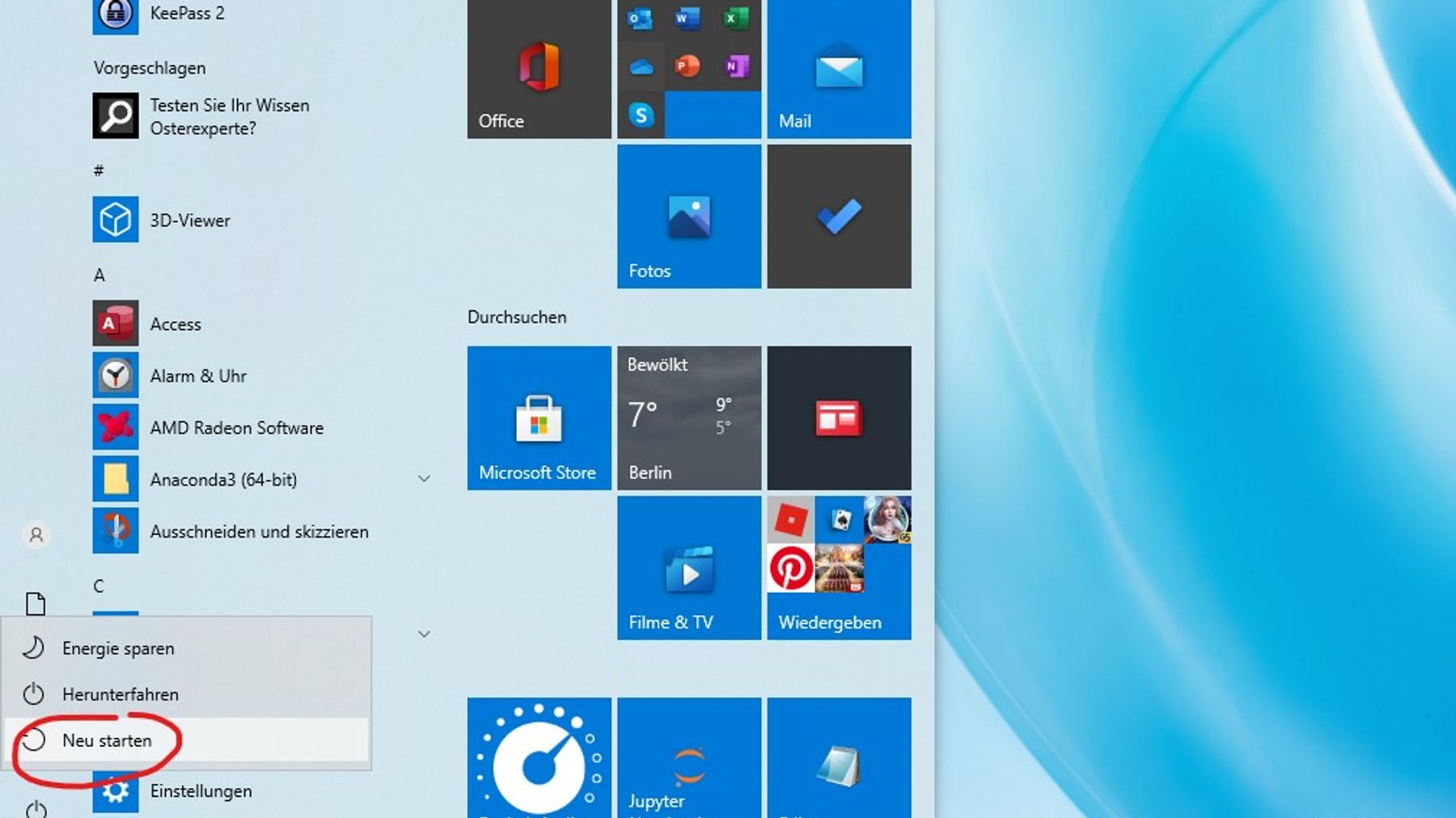 Starten Sie Ihren Computer neu.
Drücken Sie vor dem Windows-Logo die Taste "F8" oder "Shift+F8", um das erweiterte Startmenü aufzurufen.