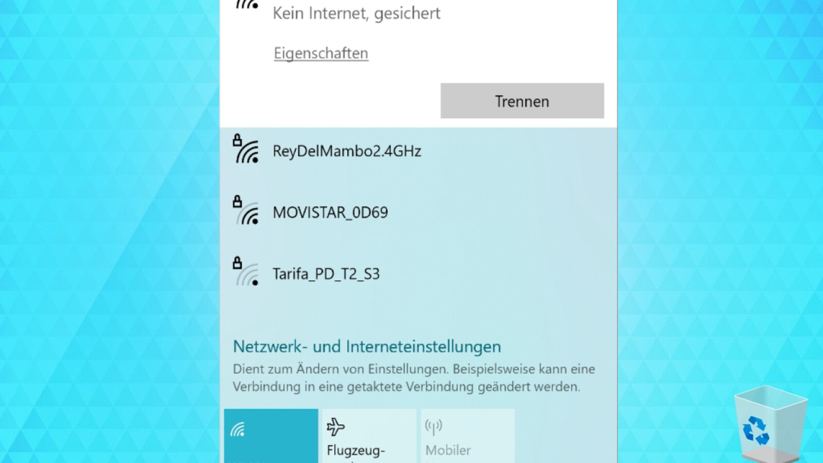 Stellen Sie sicher, dass Ihr Gerät mit dem WLAN-Netzwerk verbunden ist.
Überprüfen Sie, ob andere Geräte im selben Netzwerk eine Internetverbindung haben.