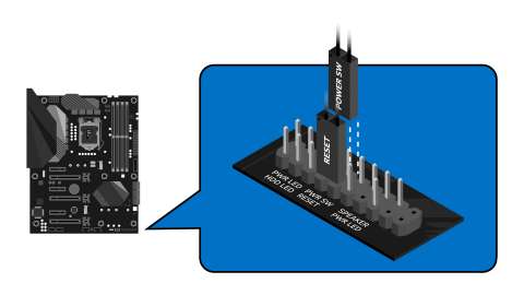 Überprüfen Sie die Verbindung des Ein-/Ausschalters mit dem Motherboard.
Überprüfen Sie, ob der Ein-/Ausschalter richtig funktioniert.