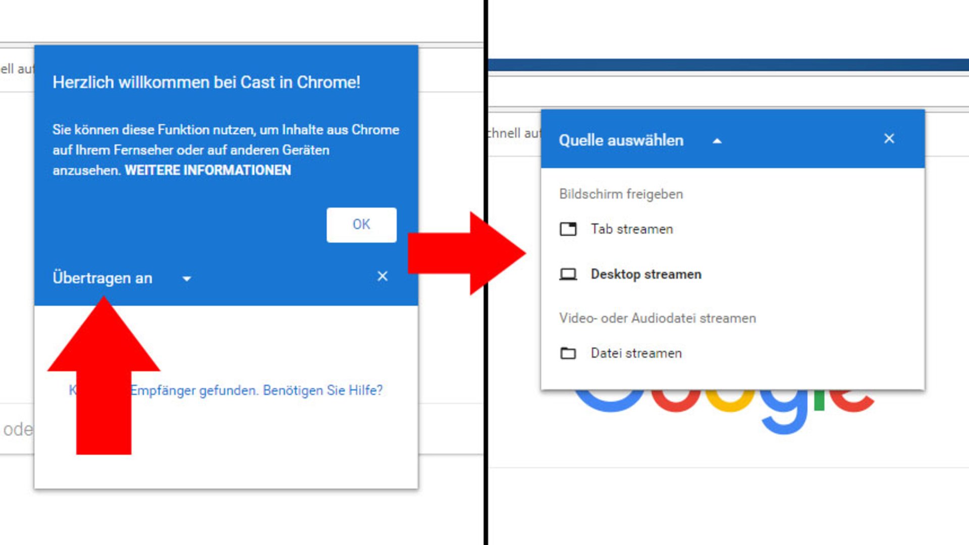 Überprüfen Sie, ob alle Geräte mit demselben Netzwerk verbunden sind. Dies kann über die Netzwerkeinstellungen auf jedem Gerät überprüft werden.
Stellen Sie sicher, dass Ihr Chromecast-Gerät eingeschaltet ist und sich in Reichweite des WLAN-Routers befindet.