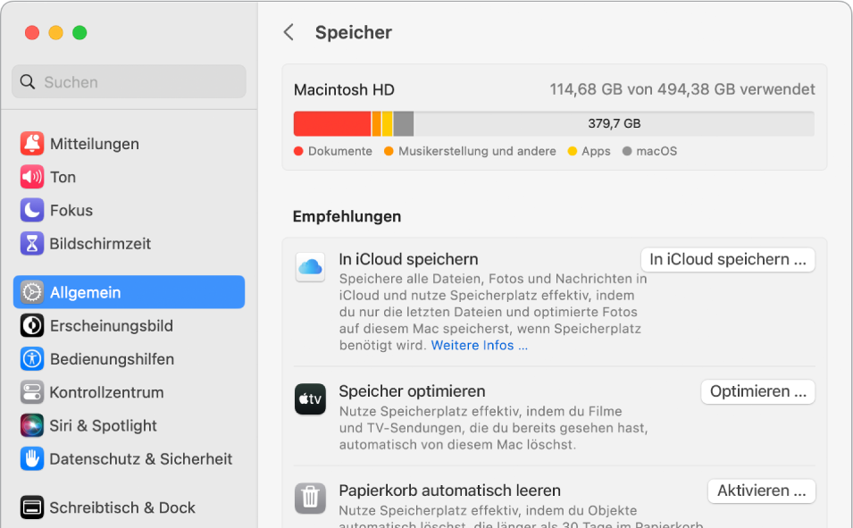 Verwenden Sie Cloud-Speicher: Verschieben Sie Dateien und Dokumente in die Cloud, um Speicherplatz auf Ihrem Mac freizugeben.
Komprimieren Sie Dateien: Komprimieren Sie große Dateien oder Ordner, um Speicherplatz zu sparen.