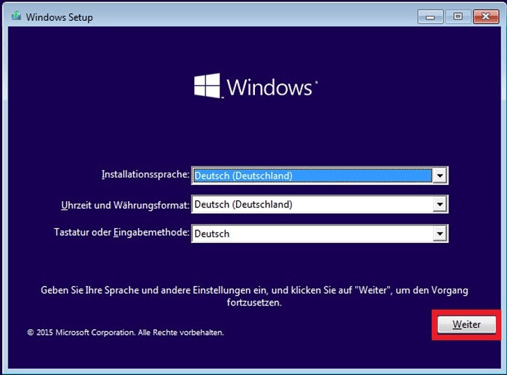 Wählen Sie "Benutzerdefiniert: Nur Windows installieren (erweitert)" aus.
Identifizieren Sie die Festplatte, auf der der Installationsfehler auftritt.