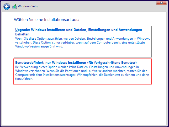 Wählen Sie das Laufwerk aus, auf dem Windows installiert ist, und klicken Sie auf "Weiter".
Klicken Sie auf "Weiter", um den Installationsvorgang zu starten.