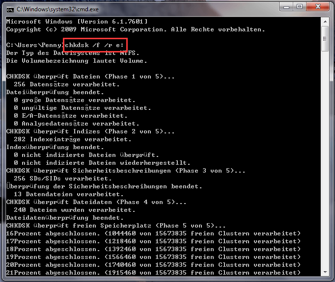 Wählen Sie die Option "Dateisystemfehler automatisch korrigieren" aus und klicken Sie auf "Start".
Warten Sie, bis der Überprüfungsprozess abgeschlossen ist, und starten Sie dann den Computer neu.