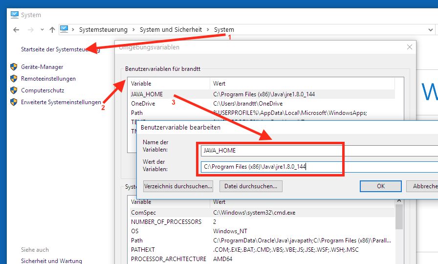 Wenn sie nicht vorhanden sind, klicken Sie auf "Neu" und fügen Sie die Variablen hinzu.
Stellen Sie sicher, dass der Pfad zum JDK-Installationsverzeichnis in der PATH-Variable enthalten ist.