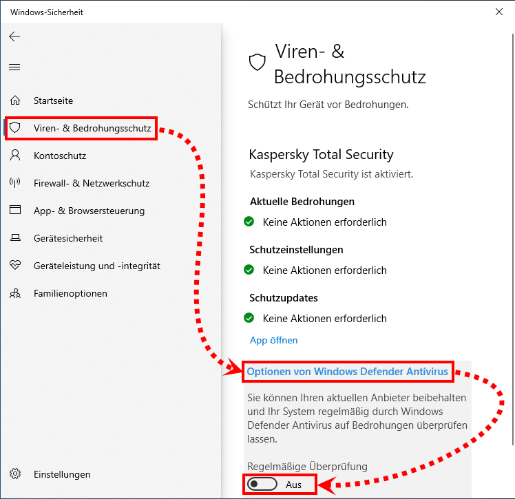 Windows Defender deaktivieren: Deaktivieren Sie vorübergehend den Windows Defender, da er mit Kaspersky möglicherweise in Konflikt steht.
Systemdateien überprüfen: Führen Sie eine Überprüfung der Systemdateien durch, um sicherzustellen, dass keine beschädigten Dateien das Problem verursachen.